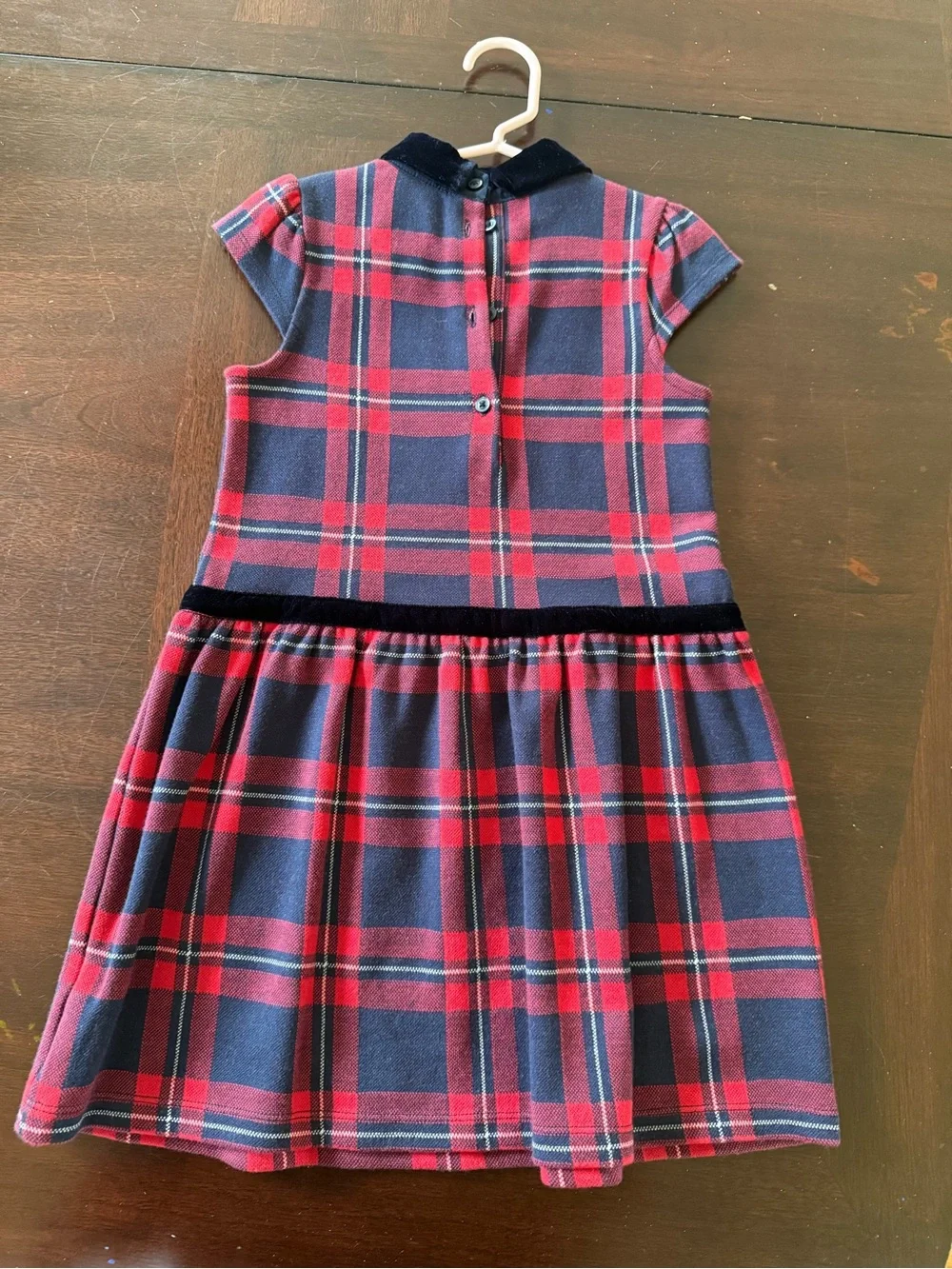Janie and Jack Red and Navy Plaid Velvet-Trim Dress
